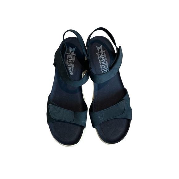 Mephisto Coraly Blue Velcro Heeled Cork Ergonomic Sandals Size EU 40 US 10 - Picture 4 of 7